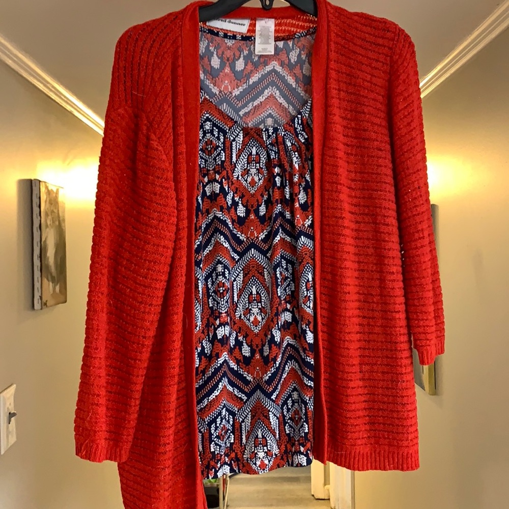 Alfred Dunner blouse with woven cardigan